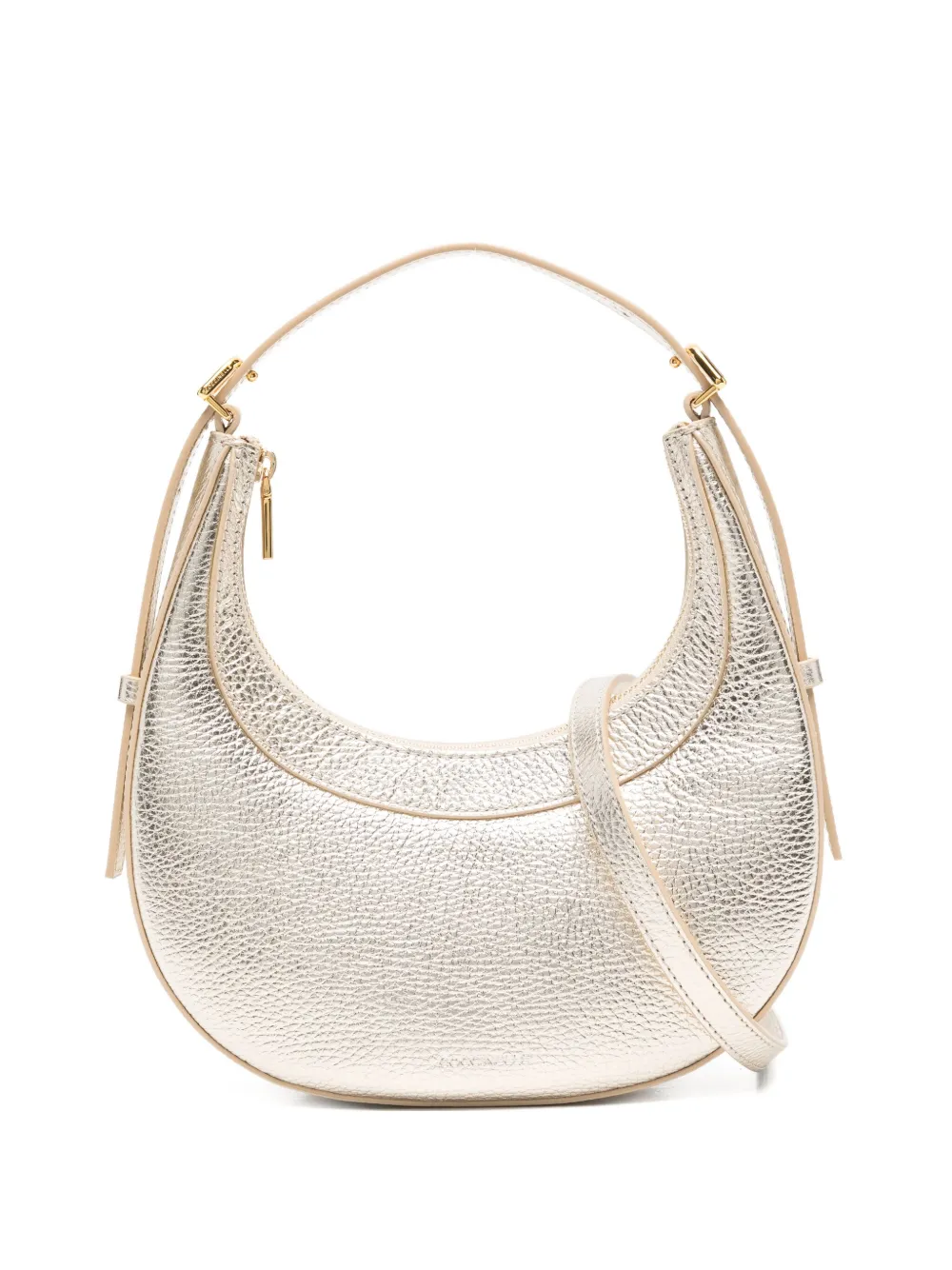 Coccinelle Crescent Metallic Leather Bag In Gold