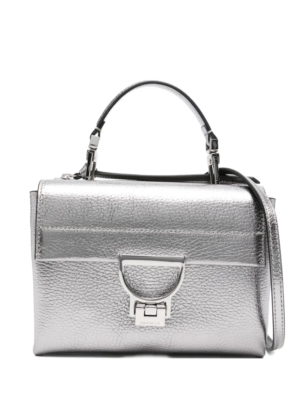 Coccinelle Arlettis Metallic-effect Shoulder Bag In Gray