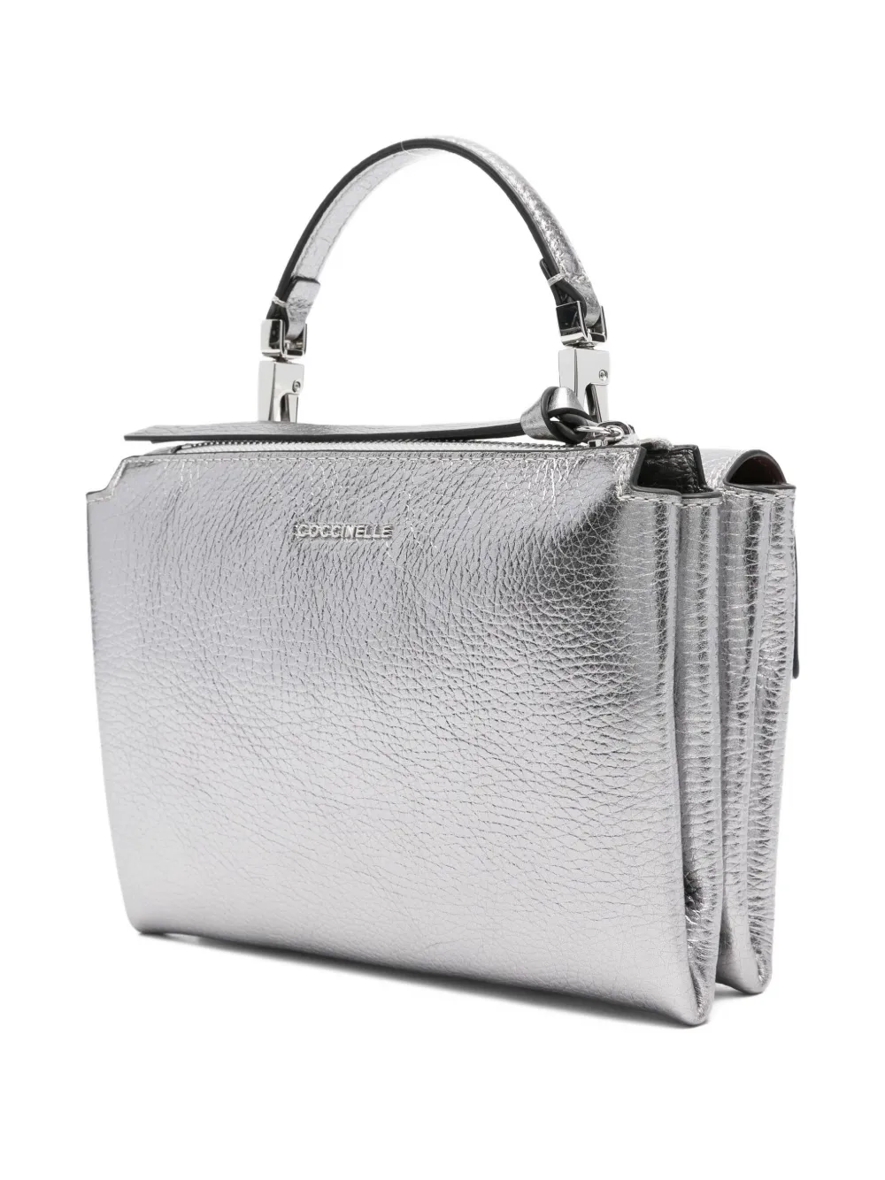Coccinelle Arlettis Metallic-effect Shoulder Bag In Gray