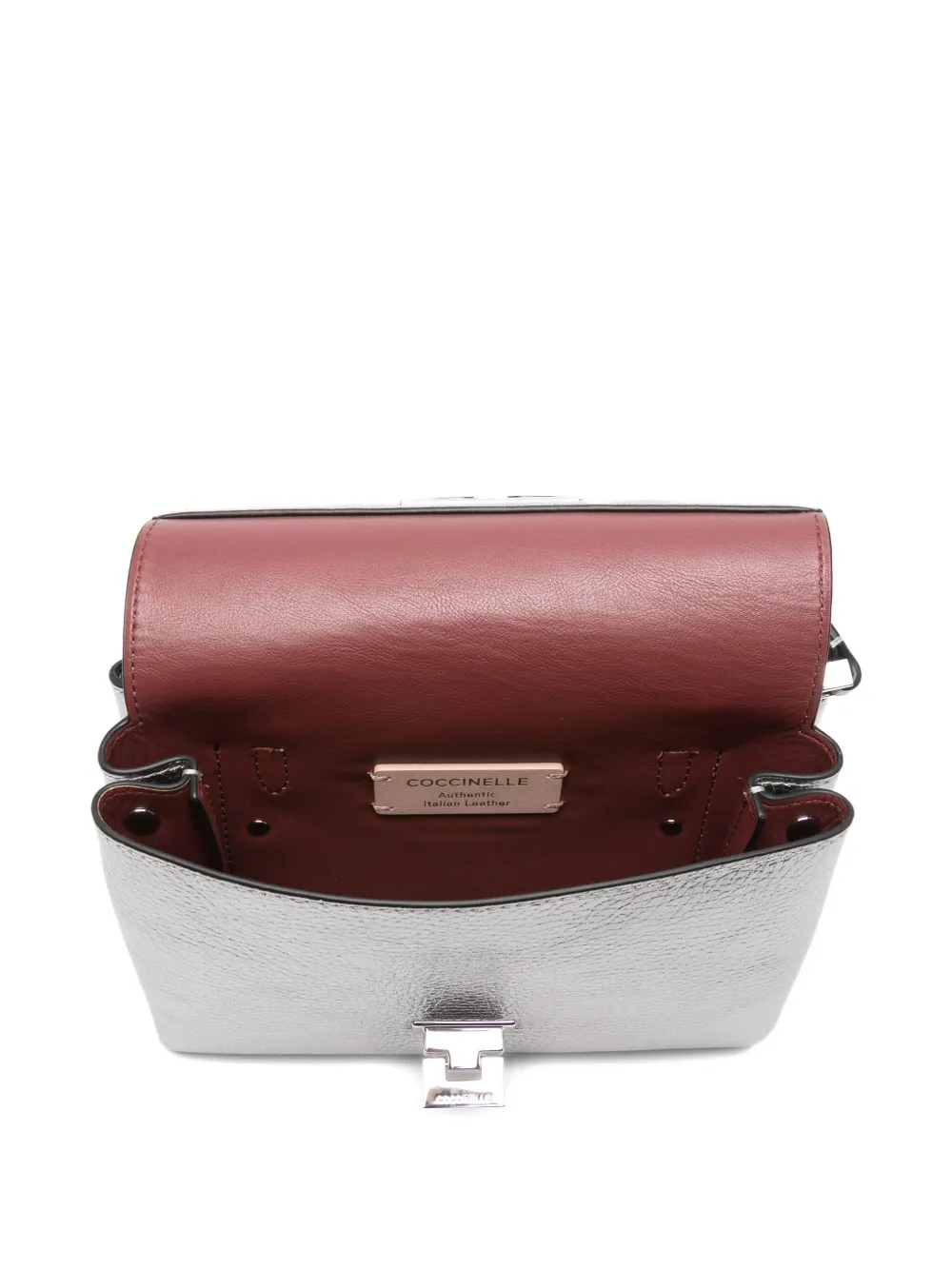Coccinelle Arlettis Metallic-effect Shoulder Bag In Gray