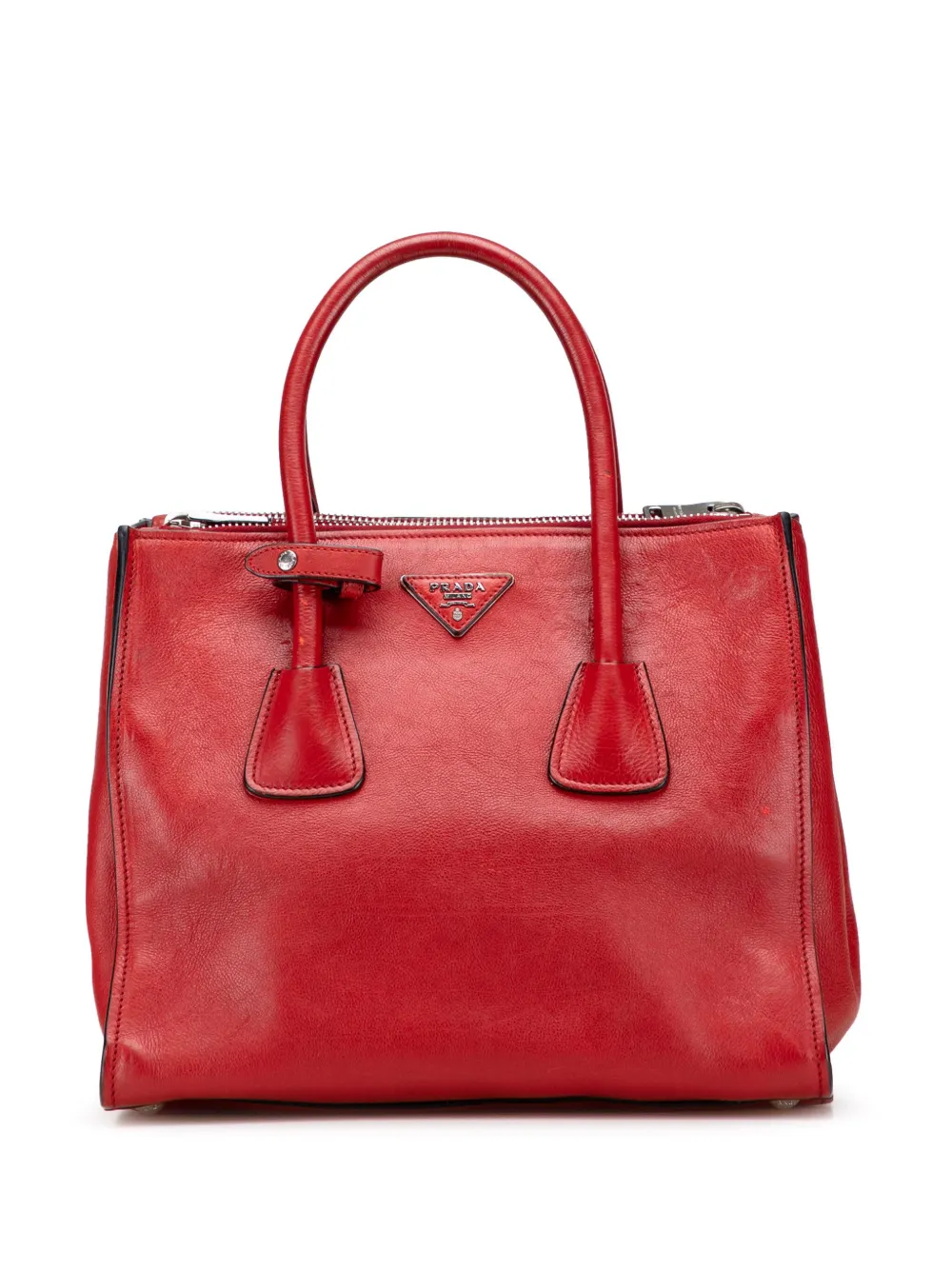 Prada Pre-Owned 2013-2025 グレースカーフ ツイン ポケット サッチェルバッグ - レッド Prada Pre-Owned 2013-2025 グレースカーフ ツイン ポケット サッチェルバッグ - レッド