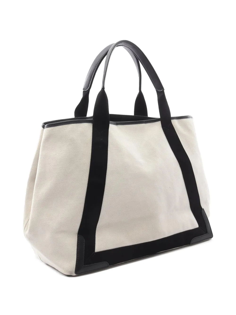 Pre-owned Balenciaga 2012-2025 Canvas Navy Cabas M Tote Bag In White