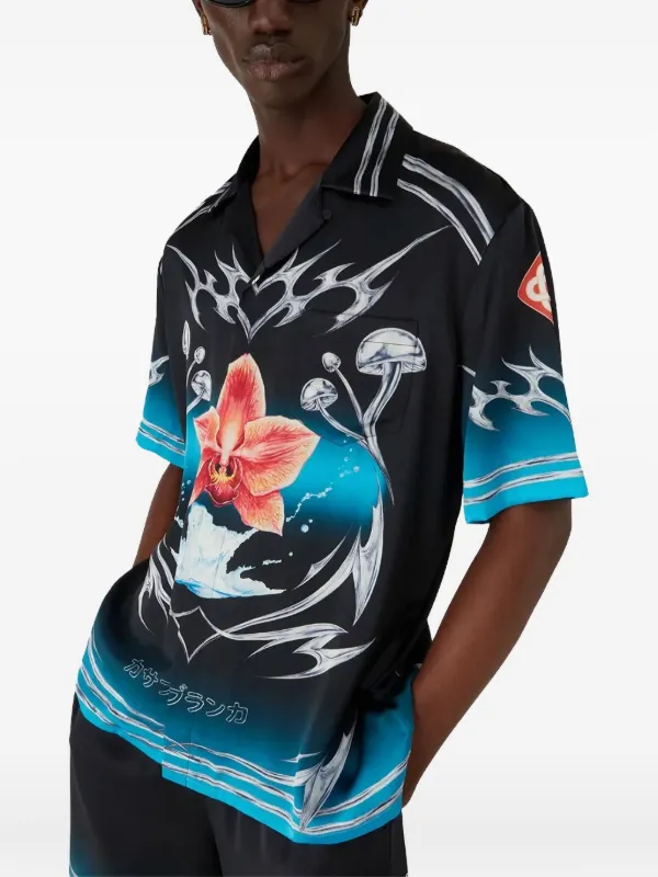 Casablanca Blades Silk Shirt in Black