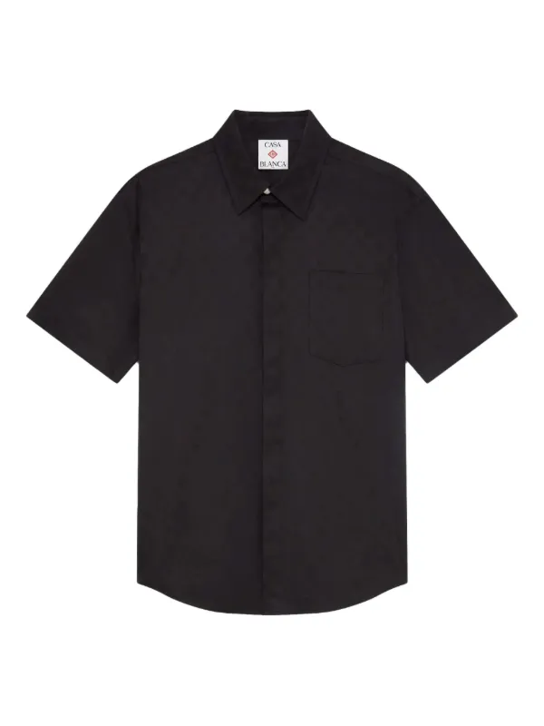 Casablanca Cotton Monogram Short Sleeve Shirt in Black