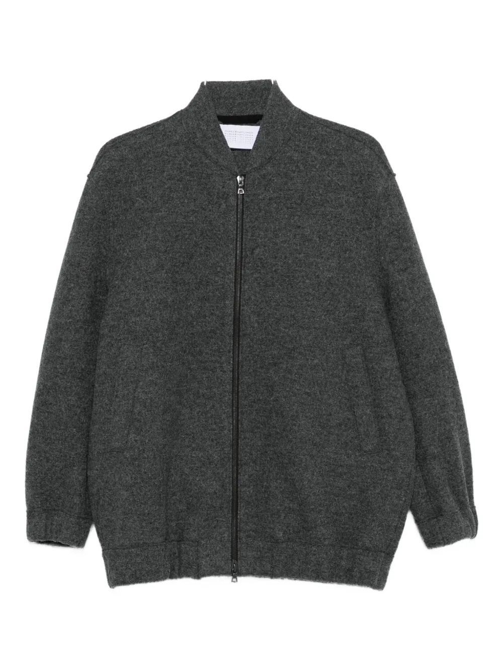 Harris Wharf London Zip-front Bomber Jacket In Gray