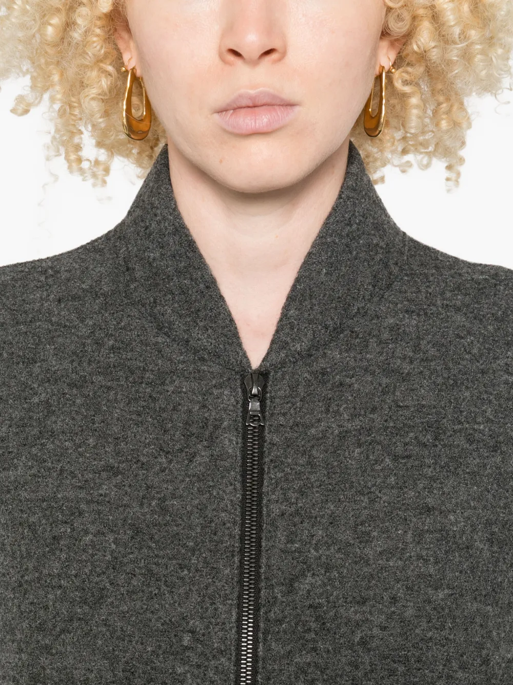 Harris Wharf London Zip-front Bomber Jacket In Gray