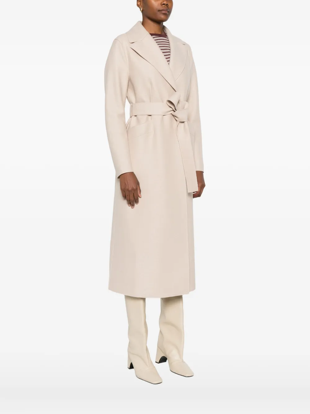 Harris Wharf London Belted Notched-lapels Coat In Gray