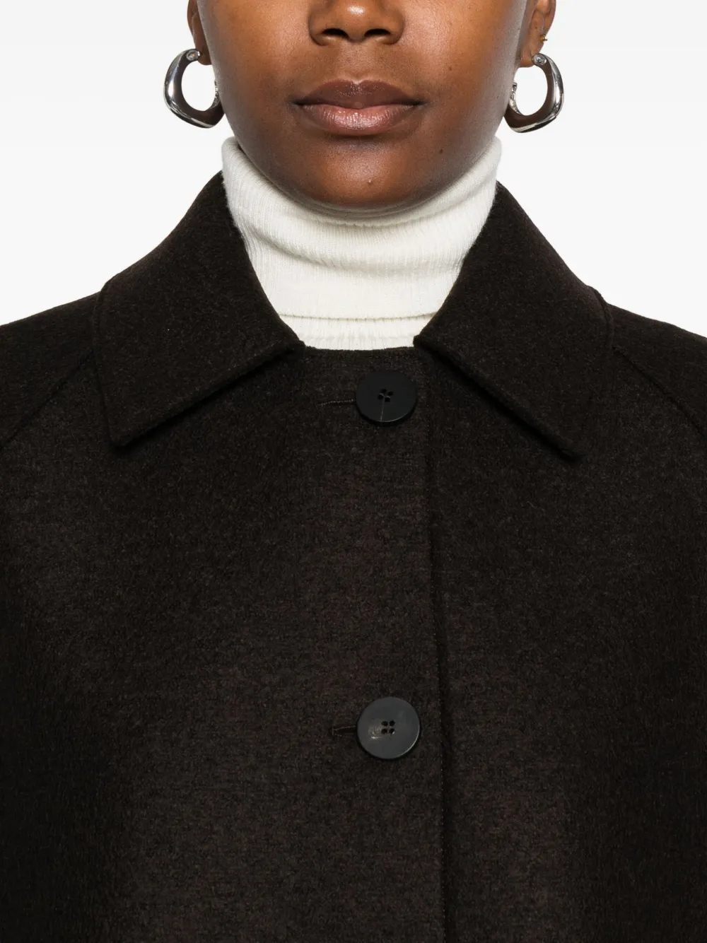 Harris Wharf London Balmacaan Button-front Raglan-sleeve Coat In Brown