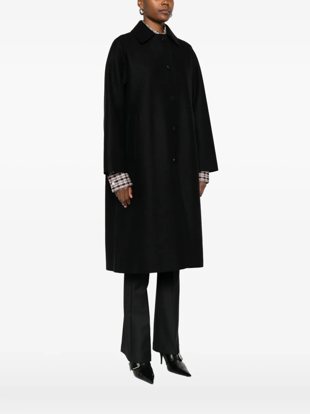 Harris Wharf London Balmacaan jas met raglanmouwen en knopen Zwart
