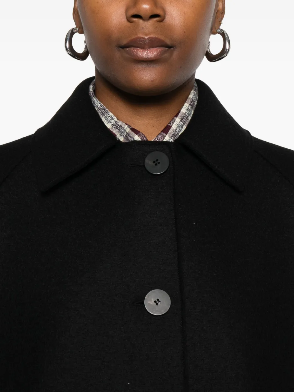 Harris Wharf London Balmacaan jas met raglanmouwen en knopen Zwart