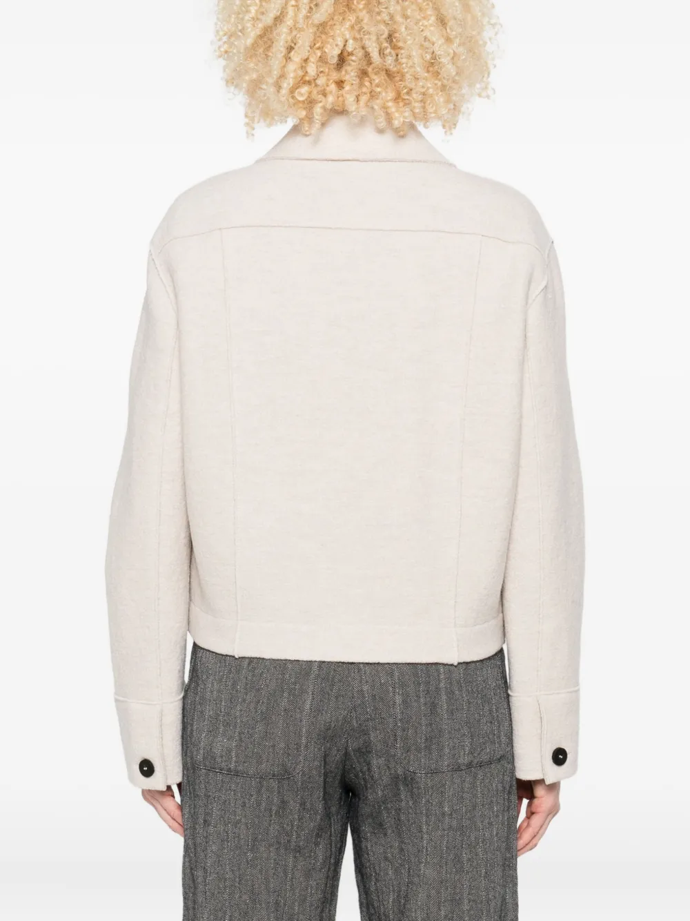 Harris Wharf London Button-front Cropped Jacket In Neutral