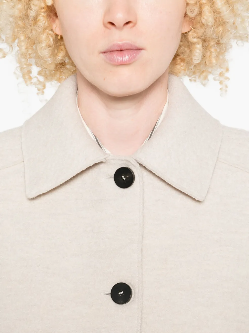 Harris Wharf London Button-front Cropped Jacket In Neutral