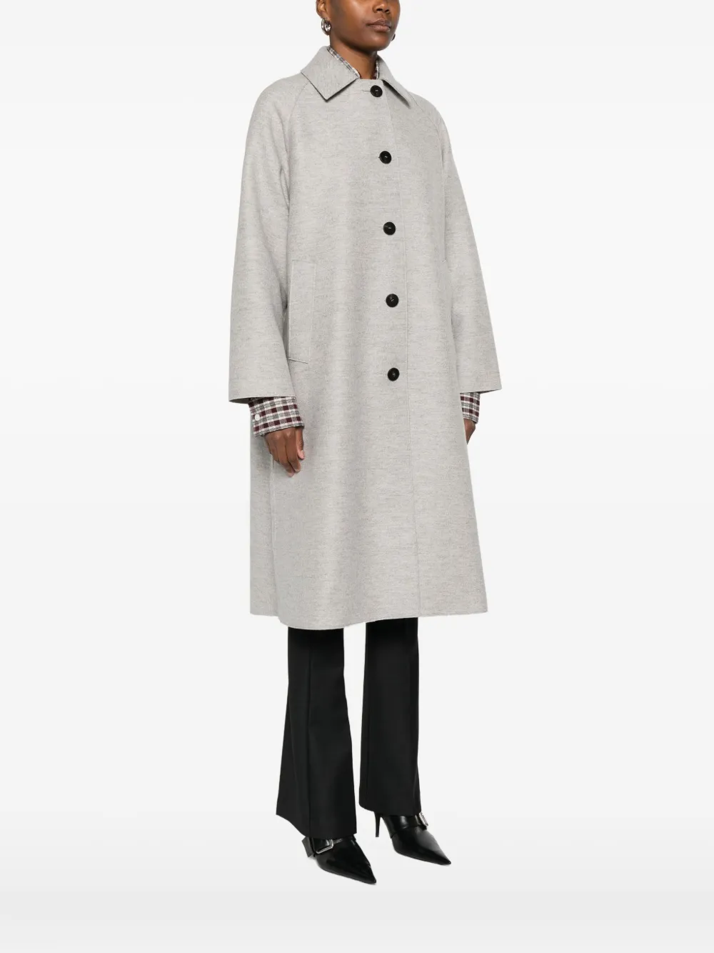 Harris Wharf London Balmacaan Raglan-sleeve Button Coat In Gray