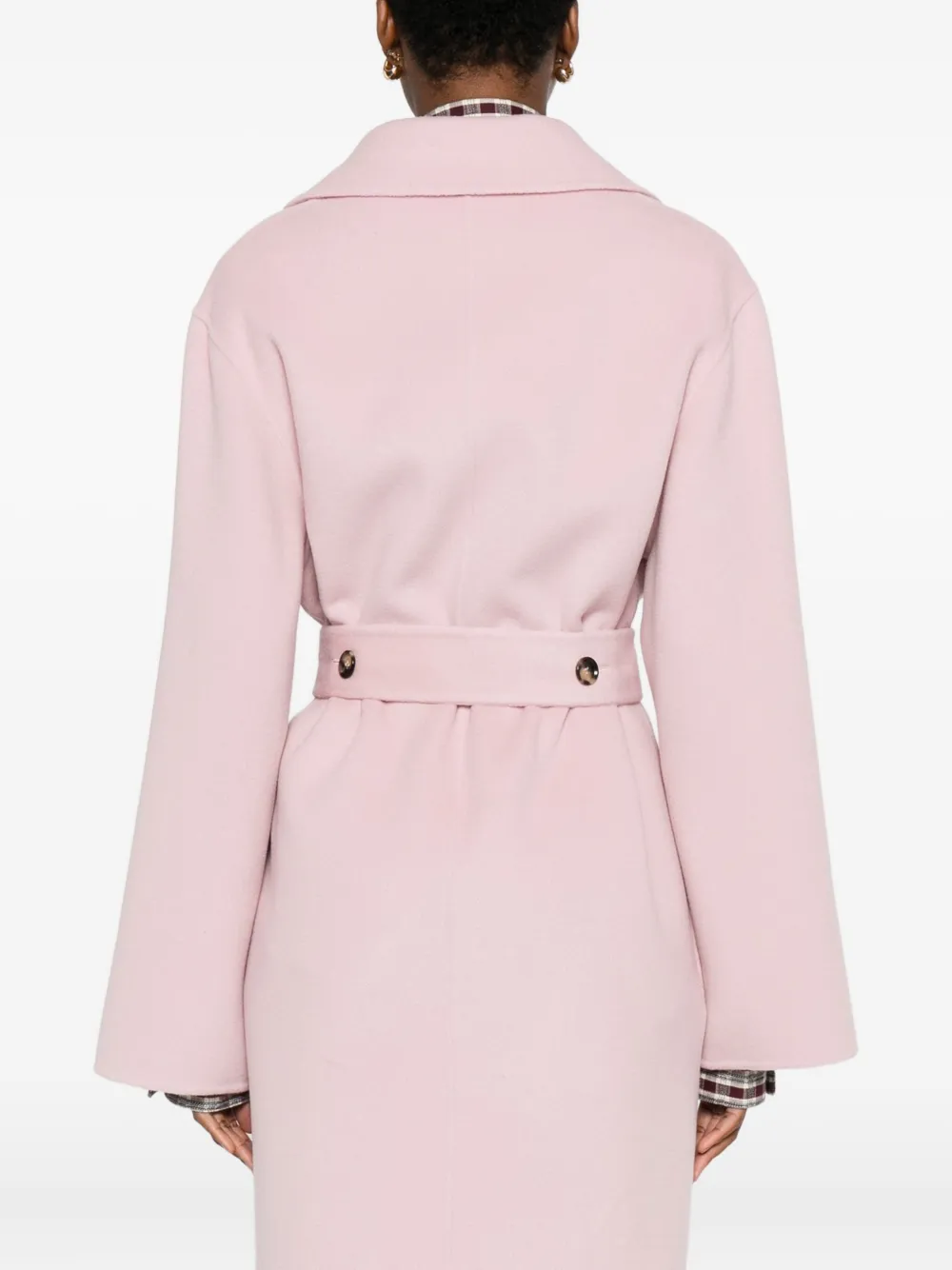Alberta Ferretti Belted Lapels Coat In Pink