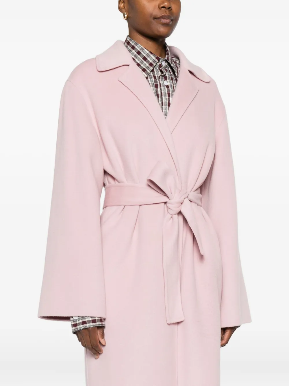 Alberta Ferretti Belted Lapels Coat In Pink
