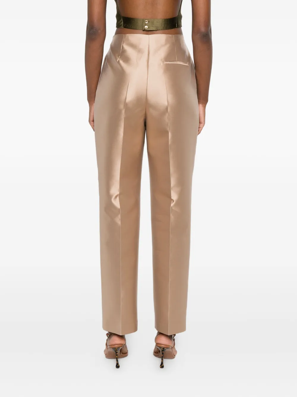 Alberta Ferretti Satin-finish Trousers In Neutral