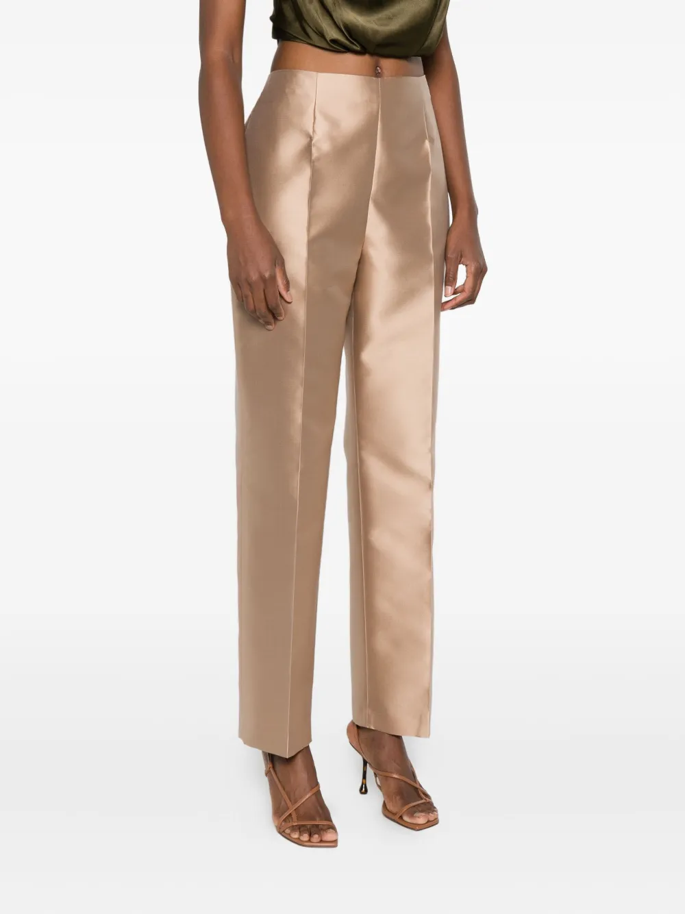 Alberta Ferretti Satin-finish Trousers In Neutral