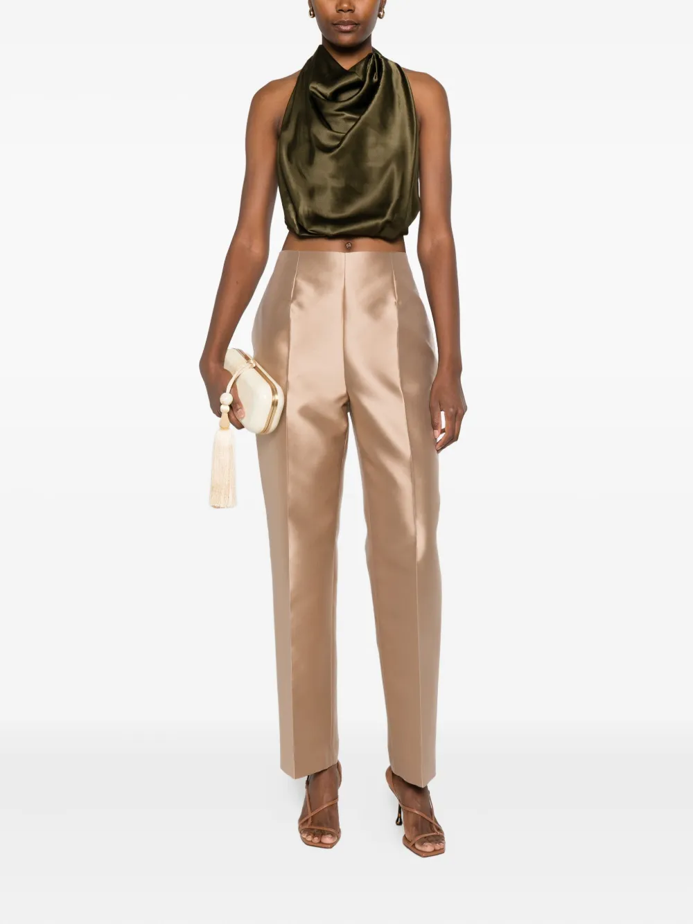 Alberta Ferretti satin-finish trousers - Beige