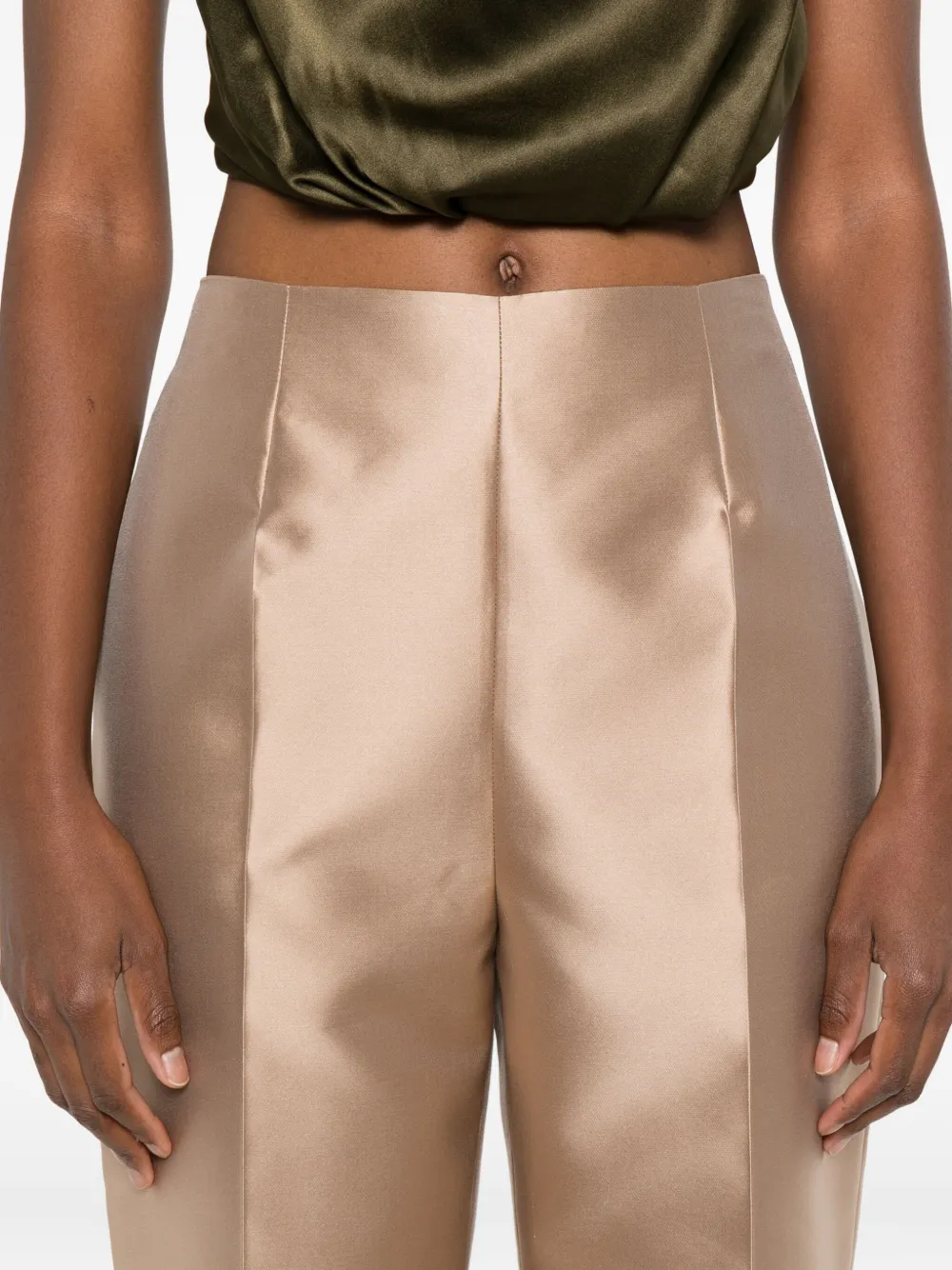 Alberta Ferretti Broek met satijnen afwerking Beige