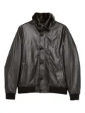 Moorer leather faux-fur-trimmed jacket - Brown