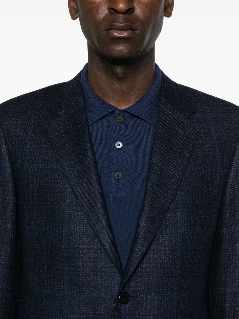 Canali Checked Single-breasted Blazer In Blue