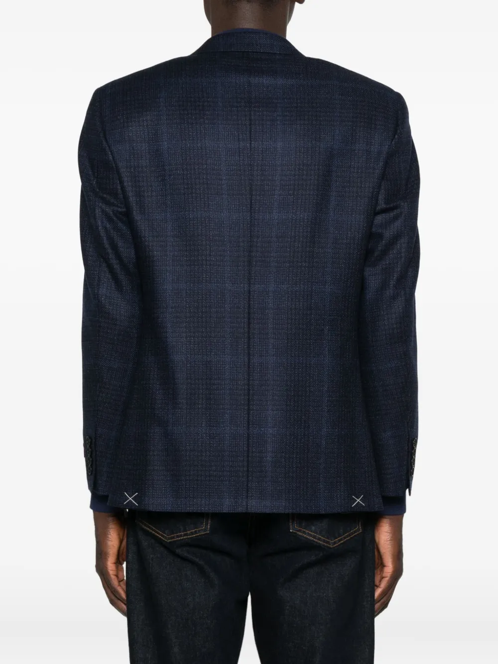 Canali Checked Single-breasted Blazer In Blue