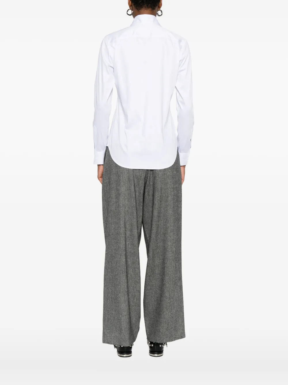 Mazzarelli Gea Button-down Long-sleeve Shirt In White