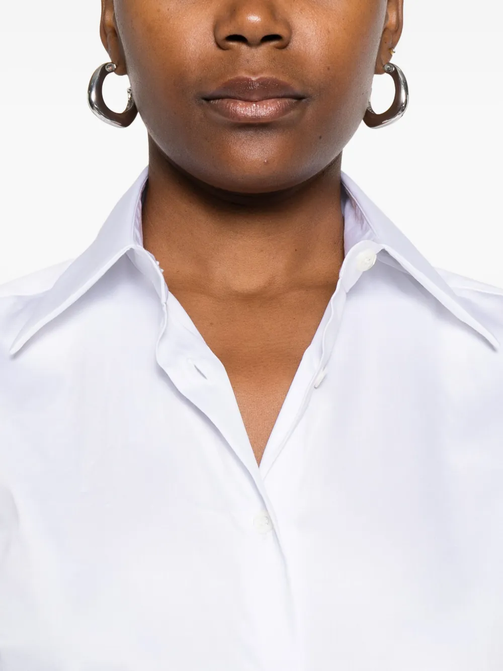 Mazzarelli Gea Button-down Long-sleeve Shirt In White