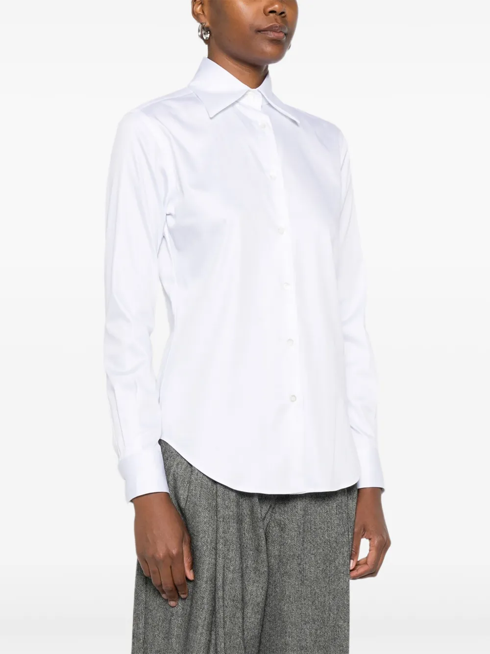 Mazzarelli Gea button-down blouse met lange mouwen Wit