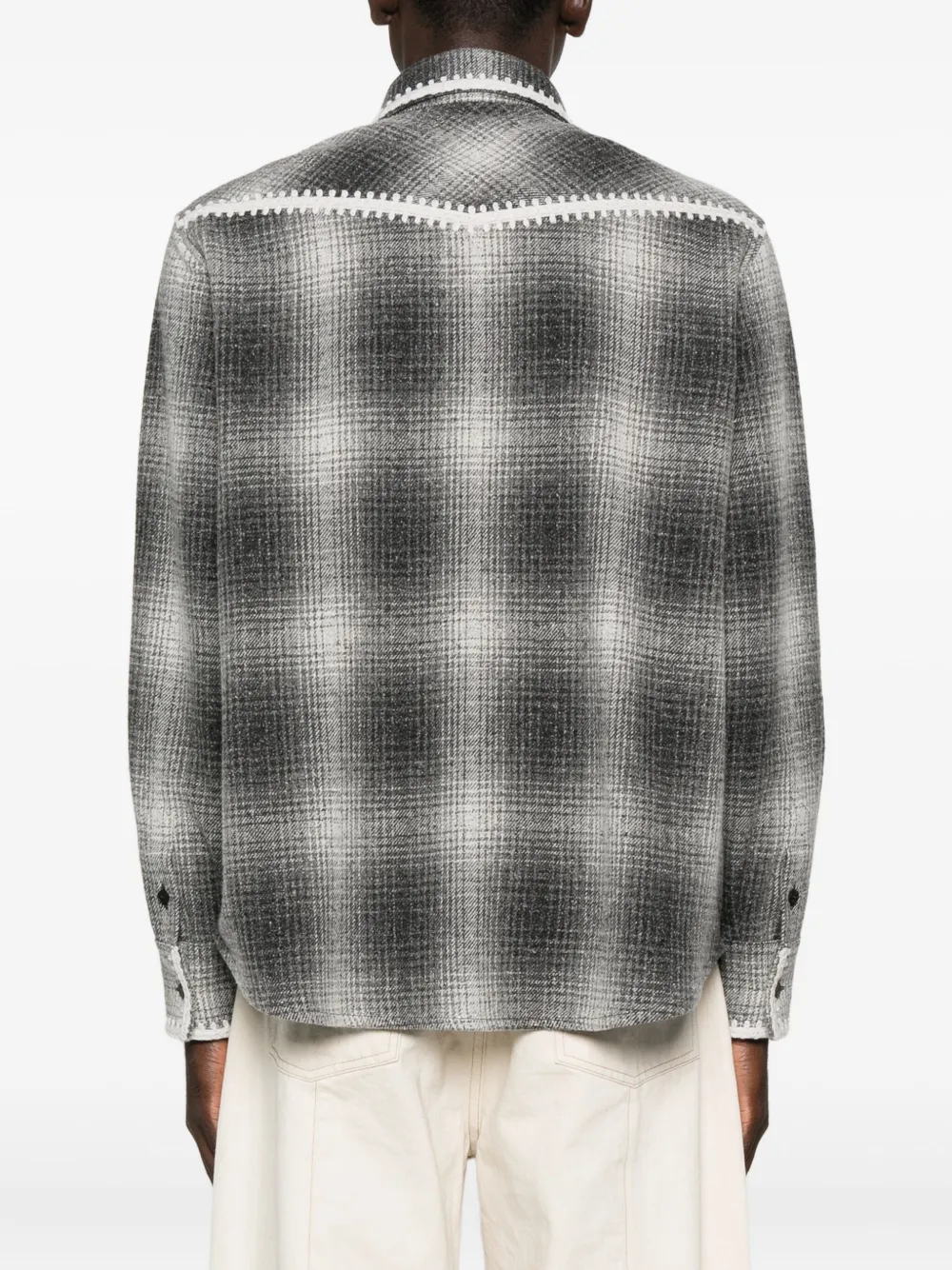 Golden Goose Checked Crochet-trimmed Shirt Jacket In Gray