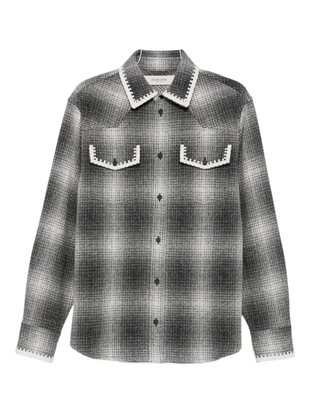 Golden Goose Checked Crochet-trimmed Shirt Jacket In Gray