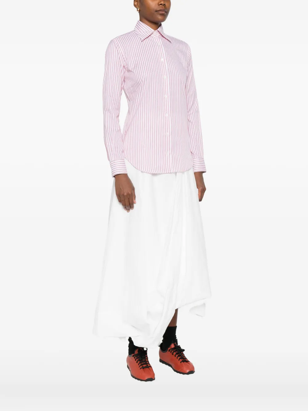 Mazzarelli Gea Striped Long-sleeve Shirt In Multi