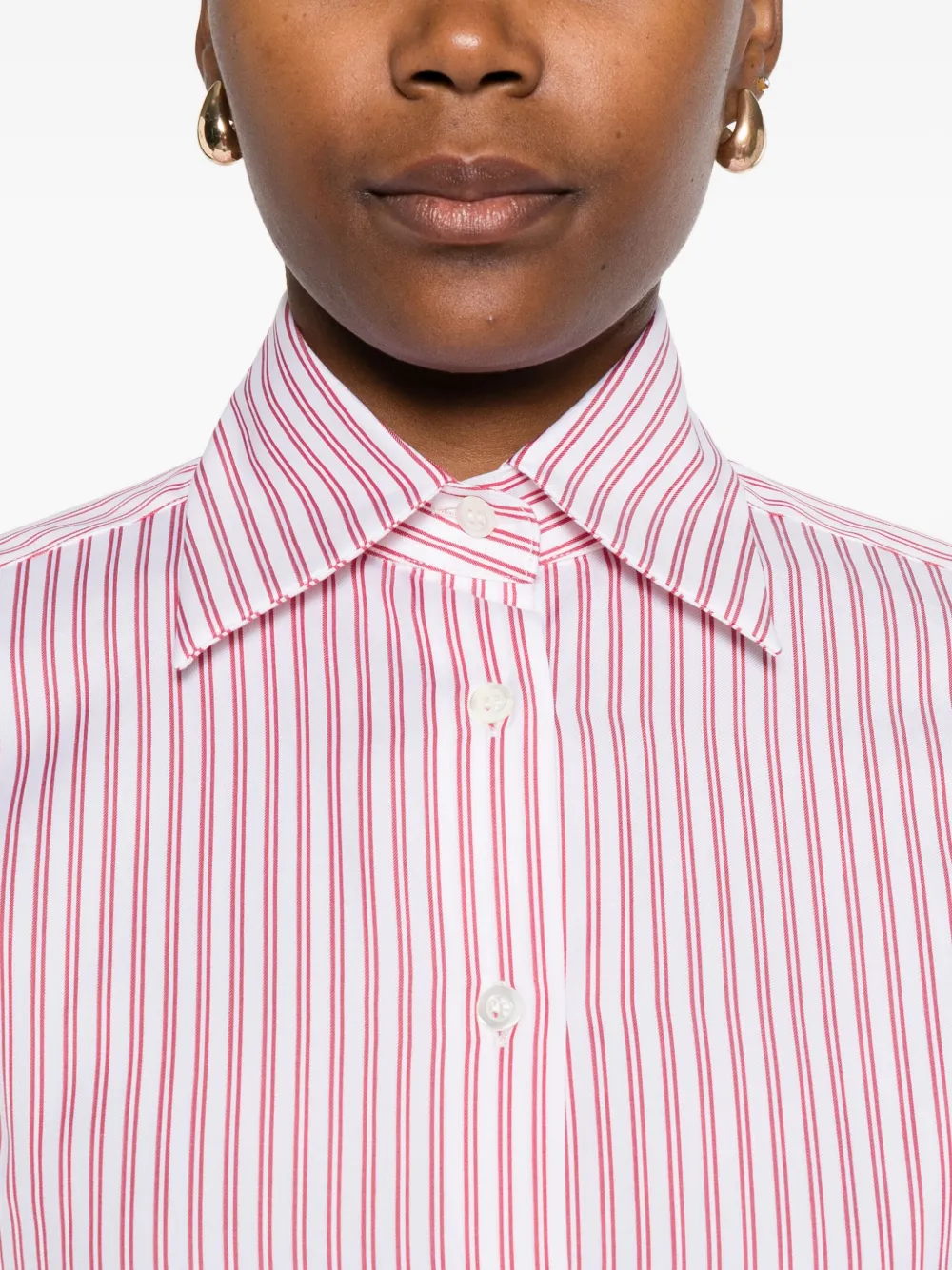 Mazzarelli Gea striped long-sleeve shirt - Wit