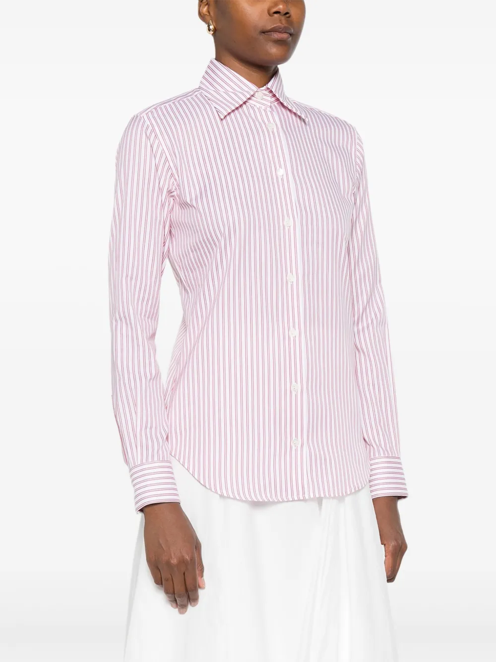 Mazzarelli Gea gestreepte blouse met lange mouwen Wit