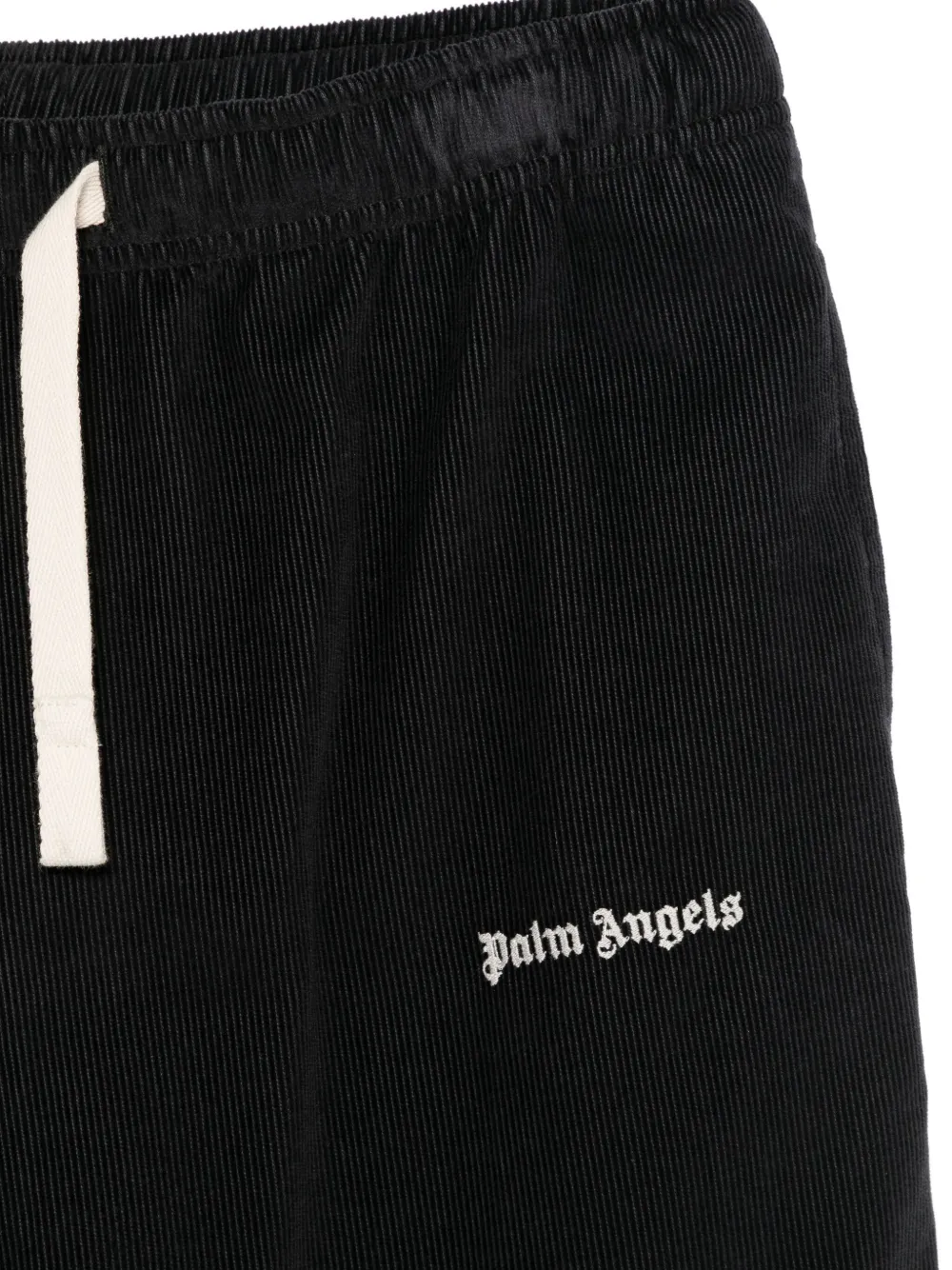 Palm Angels Drawstring Corduroy Trousers In Black
