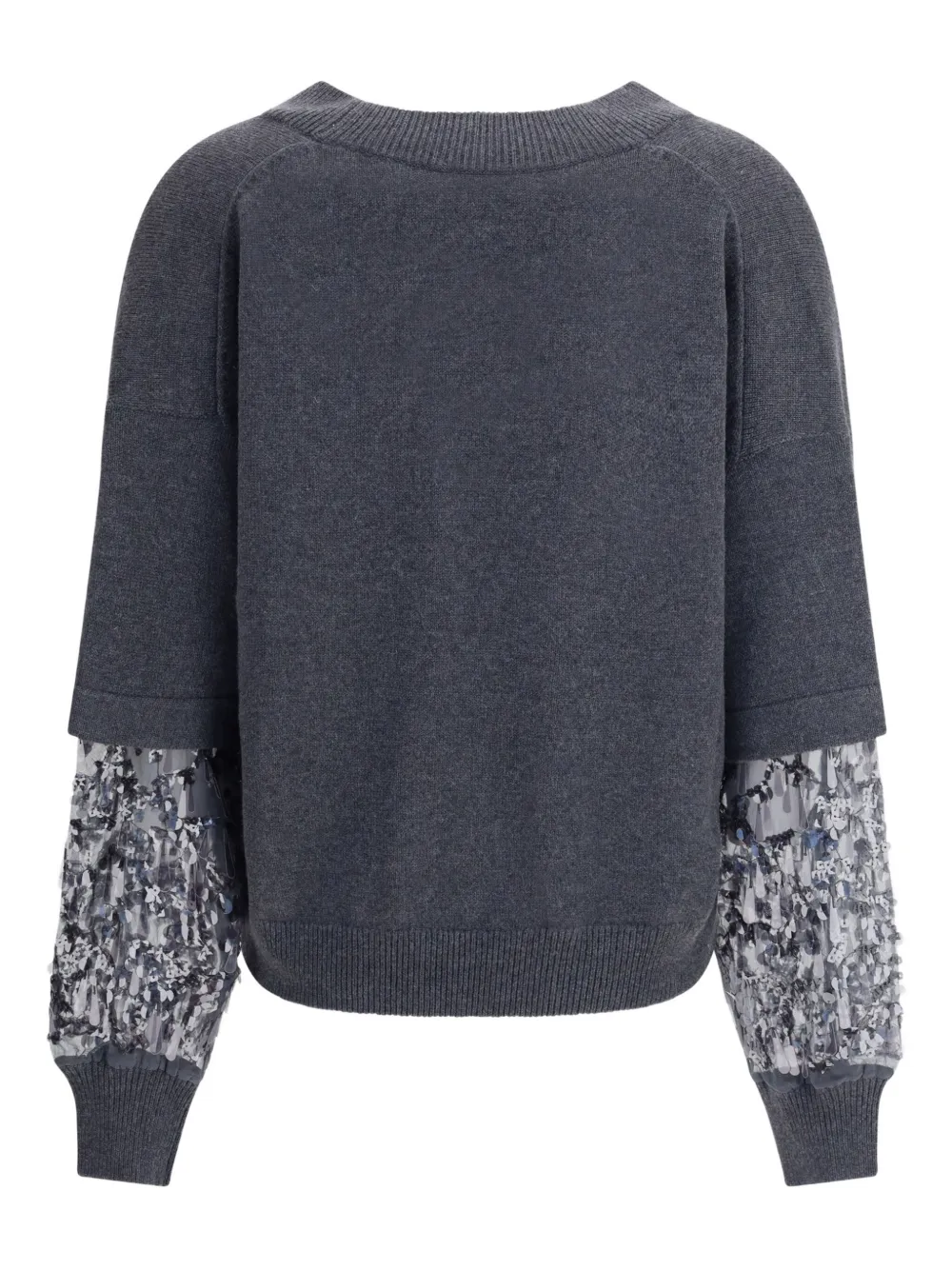 Brunello Cucinelli Sequin-embellished Cashmere Sweater In Gray