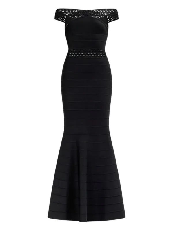 Herv Lger Octavia off-the-shoulder cut-out Gown | Black | FARFETCH JO