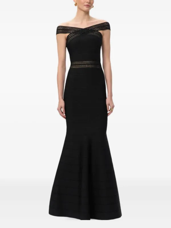 herve leger off the shoulder dress Herve Leger Octavia Off-the-shoulder Gown