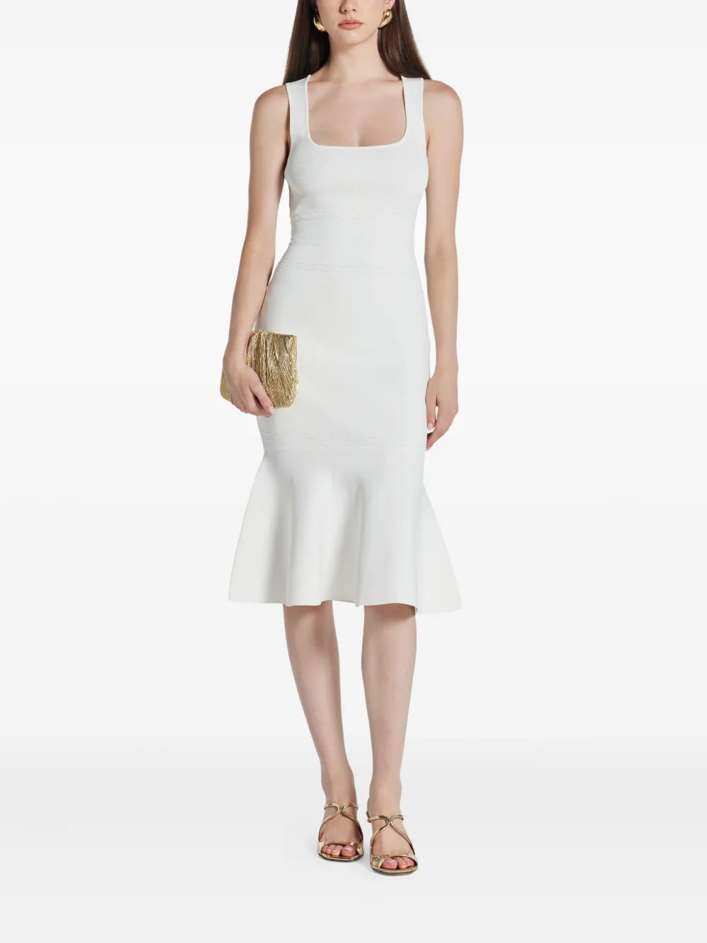 Herve Leger Camille square-neck midi dress - Wit