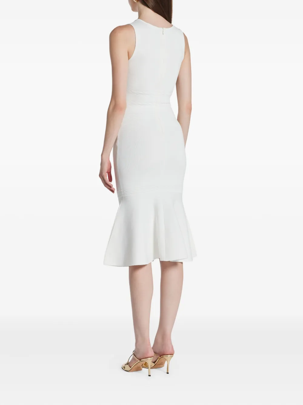 Herve Leger Camille midi-jurk met vierkante hals Wit