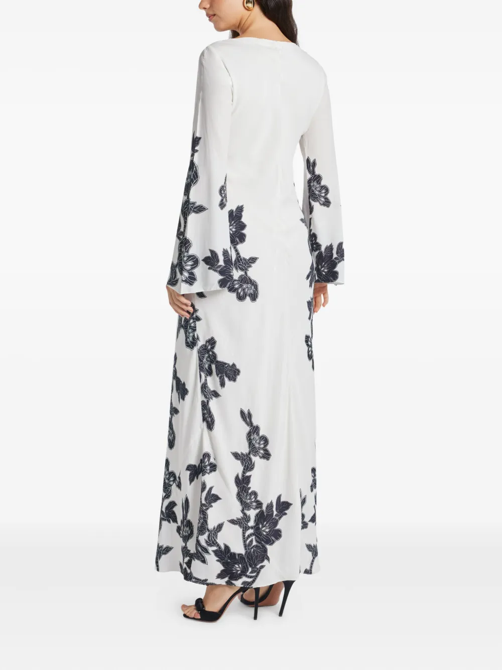 Hemant And Nandita Aahi maxi-jurk met klokmouwen en bloemenprint Wit