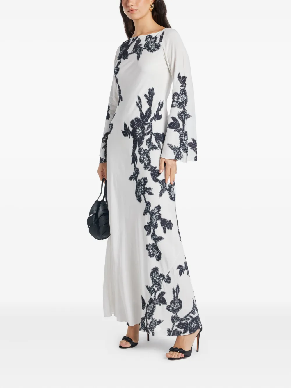 Hemant And Nandita Aahi maxi-jurk met klokmouwen en bloemenprint Wit