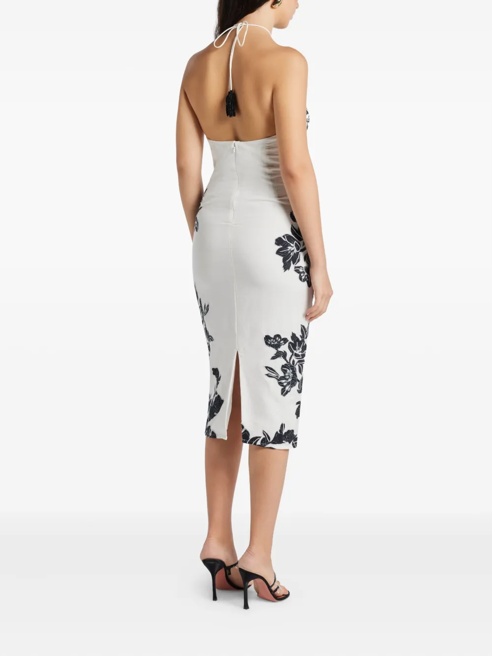 Hemant & Nandita Aahi Floral Halterneck Midi Dress In White