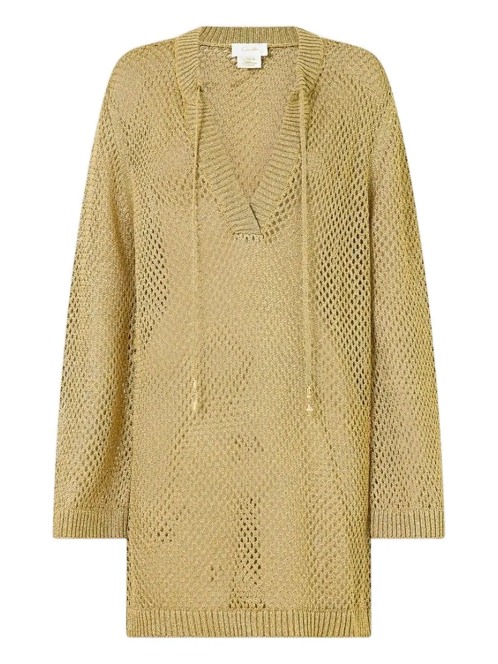 Camilla Pointelle tie-neck tunic - Gold