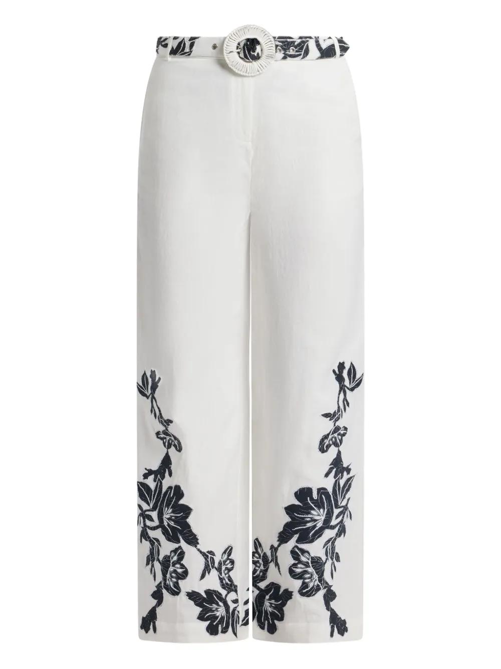 Hemant And Nandita Ahi floral-embroidered belted trousers | blanco | Image 1