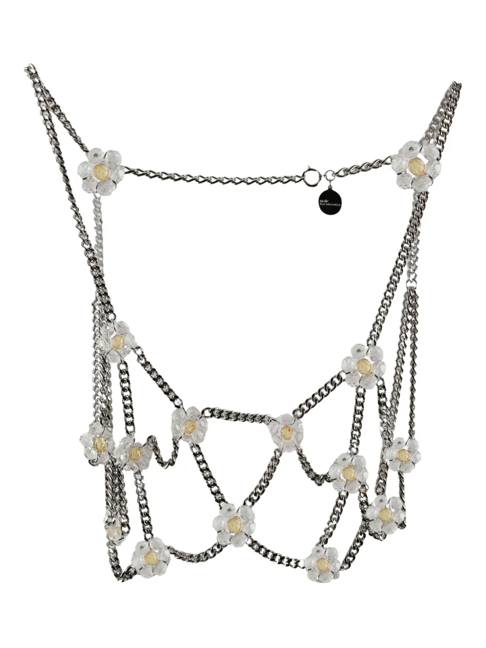 Noir Kei Ninomiya Flower-embellished Chain Top In Silver