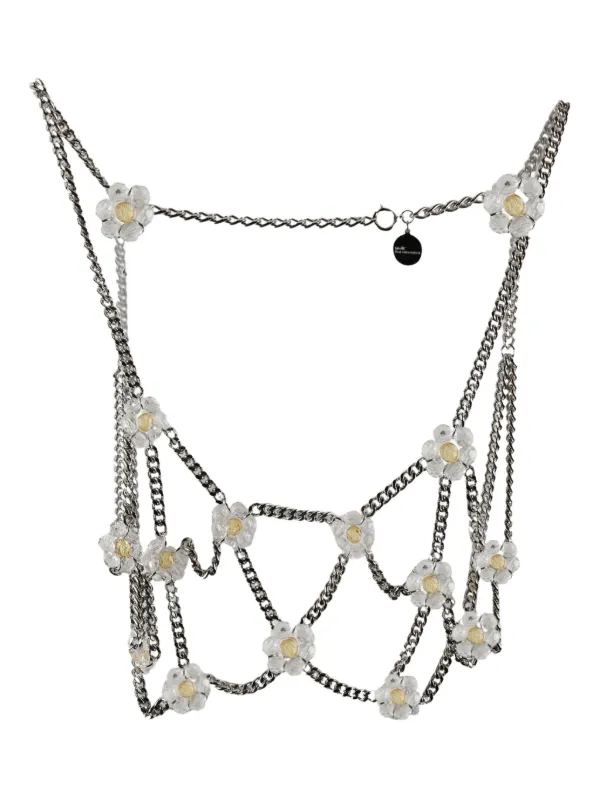 noir kei ninomiya チェーンネックレス 2026 ss Noir Kei Ninomiya flower-embellished Chain Top | シルバートーン