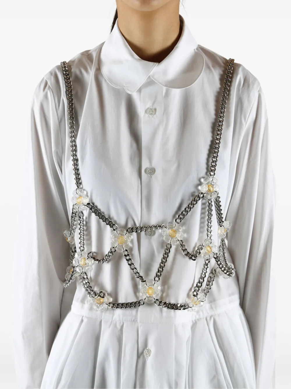 Noir Kei Ninomiya flower-embellished chain top - Zilver