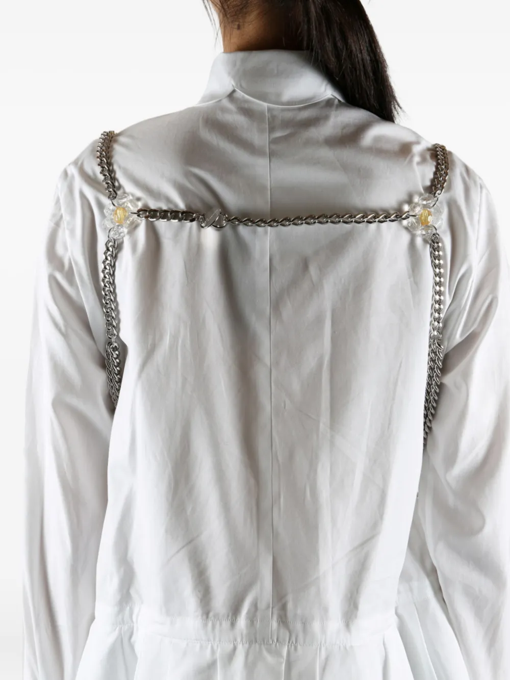 Noir Kei Ninomiya Flower-embellished Chain Top In Silver
