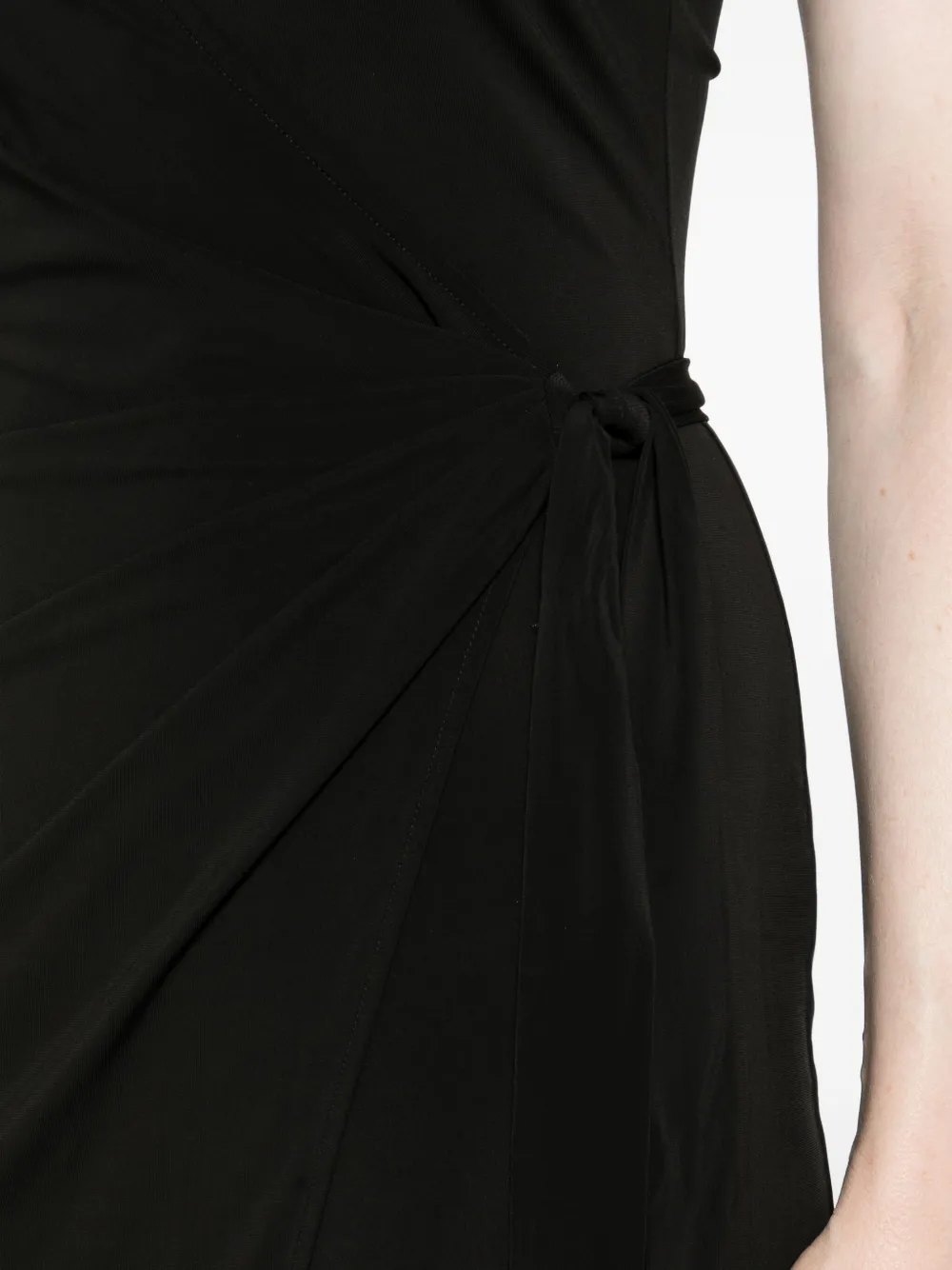 Amiri One-shoulder Wrap Midi Dress In Black